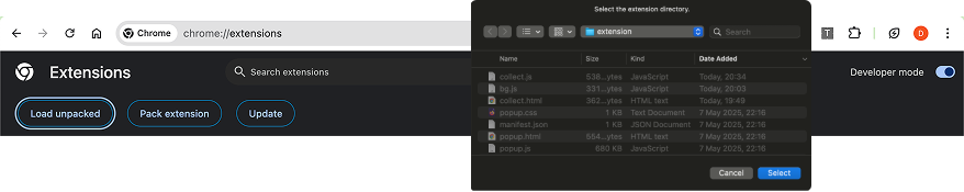 Screenshot of installing chrome extension